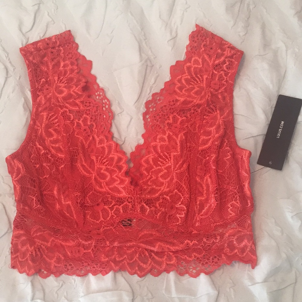 BNWT Lulu’s Coral Orange Lace Bralette